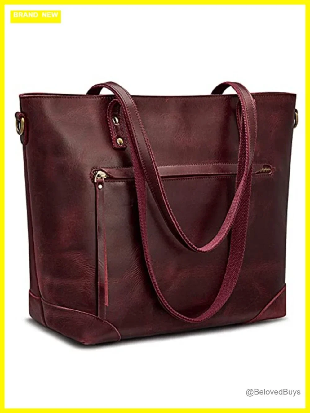 Genuine Leather Shoulder Bag Large Tote for Women Laptop Work Travel
